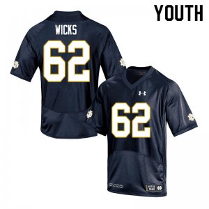 Notre Dame Fighting Irish Youth Brennan Wicks #62 Navy Under Armour Authentic Stitched College NCAA Football Jersey DPC0199GO